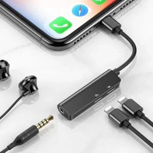 Переходник AUX Baseus L52 Lightning to 2xLightning + 3.5mm Black, CALL52-01