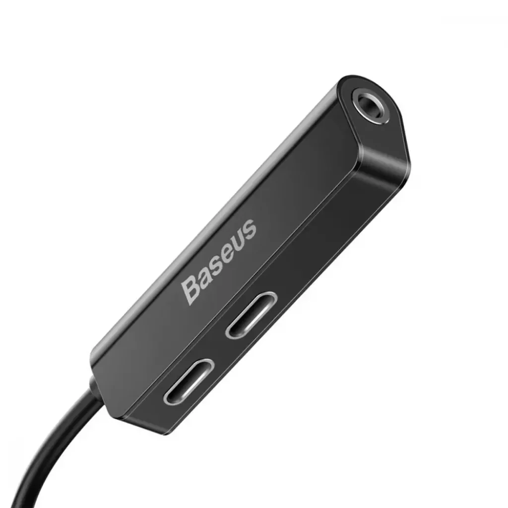 Переходник AUX Baseus L52 Lightning to 2xLightning + 3.5mm Black, CALL52-01