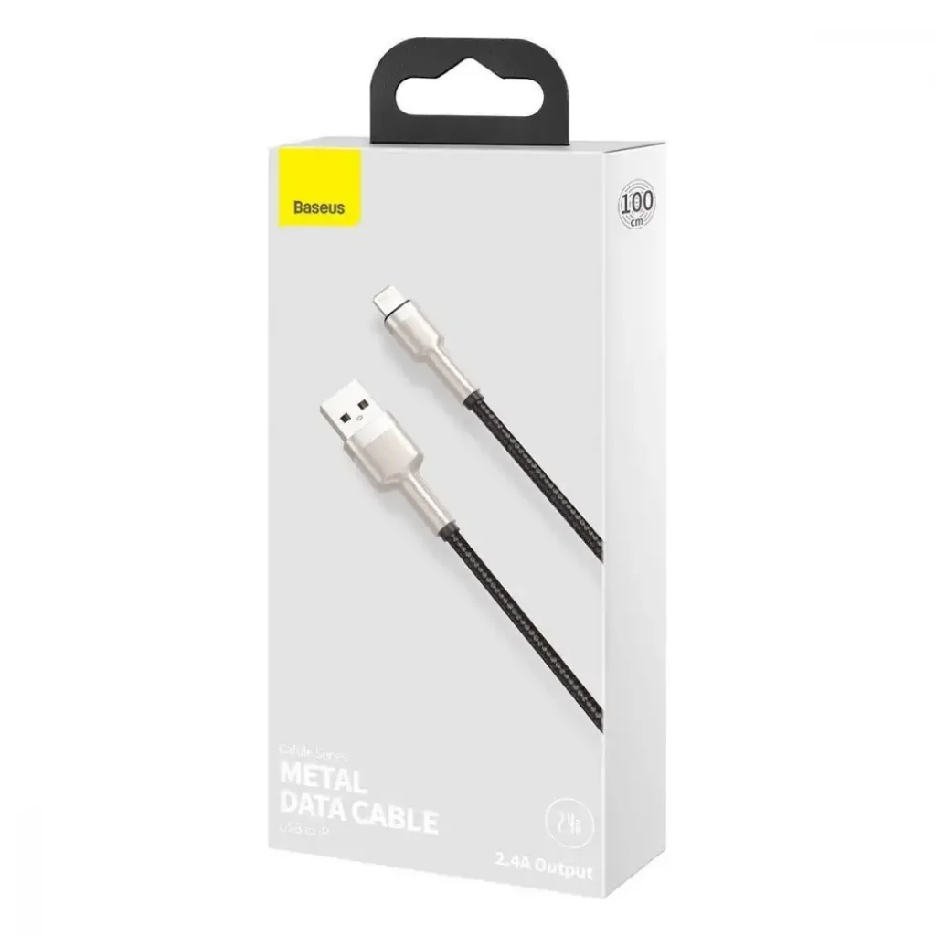 Кабель Baseus Cafule Metal Lightning 2.4A (1m) Black, CALJK-A01