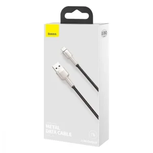 Кабель Baseus Cafule Metal Lightning 2.4A (1m) Black, CALJK-A01