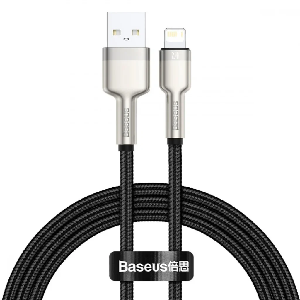 Кабель Baseus Cafule Metal Lightning 2.4A (1m) Black, CALJK-A01
