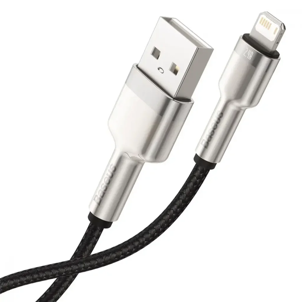 Кабель Baseus Cafule Metal Lightning 2.4A (1m) Black, CALJK-A01