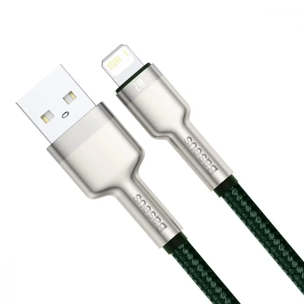 Кабель Baseus Cafule Metal Lightning 2.4A (1m) White, CALJK-A02