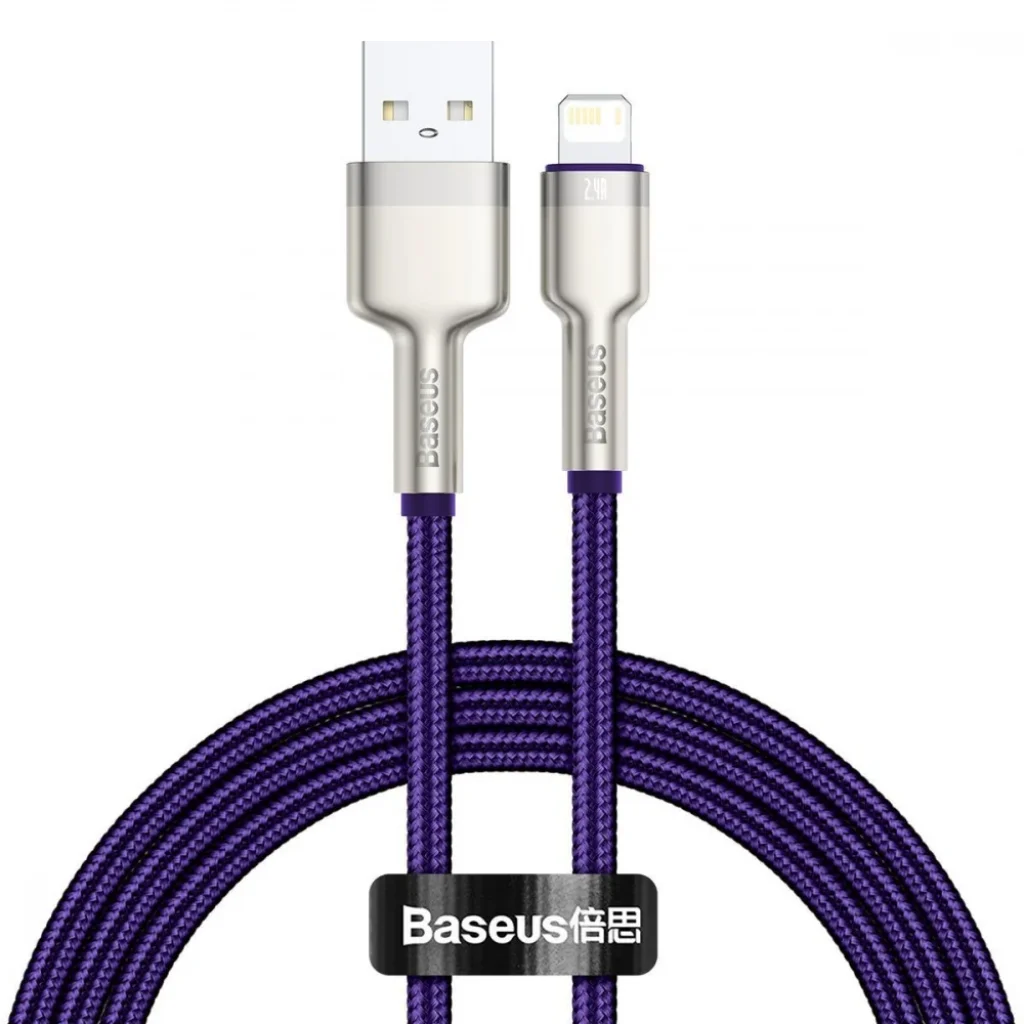 Кабель Baseus Cafule Metal Lightning 2.4A (1m) Purple, CALJK-A05