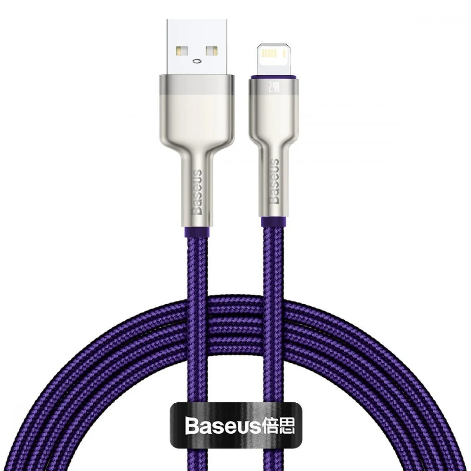 Кабель Baseus Cafule Metal Lightning 2.4A (1m) Purple, CALJK-A05