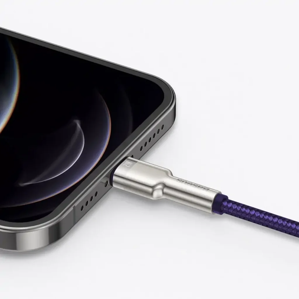 Кабель Baseus Cafule Metal Lightning 2.4A (1m) Purple, CALJK-A05