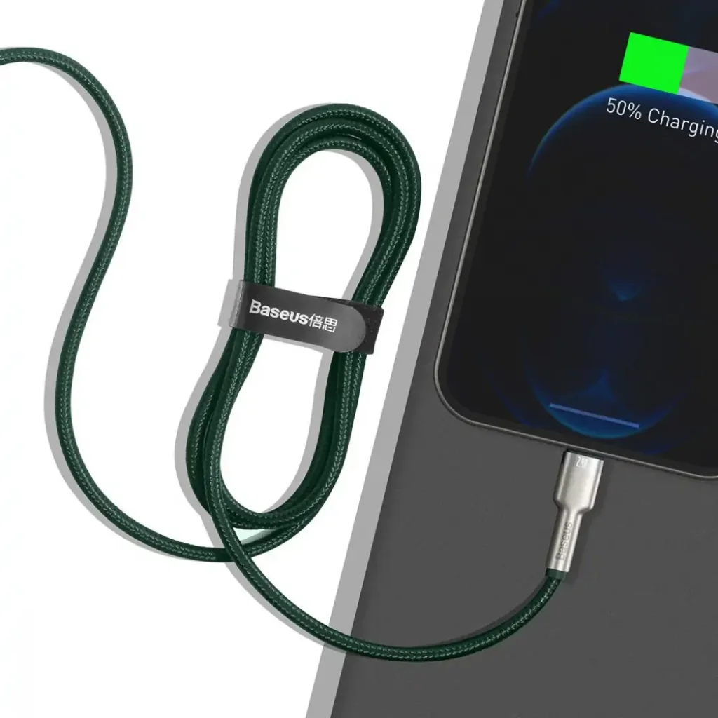 Кабель Baseus Cafule Metal Lightning 2.4A (1m) Green, CALJK-A06