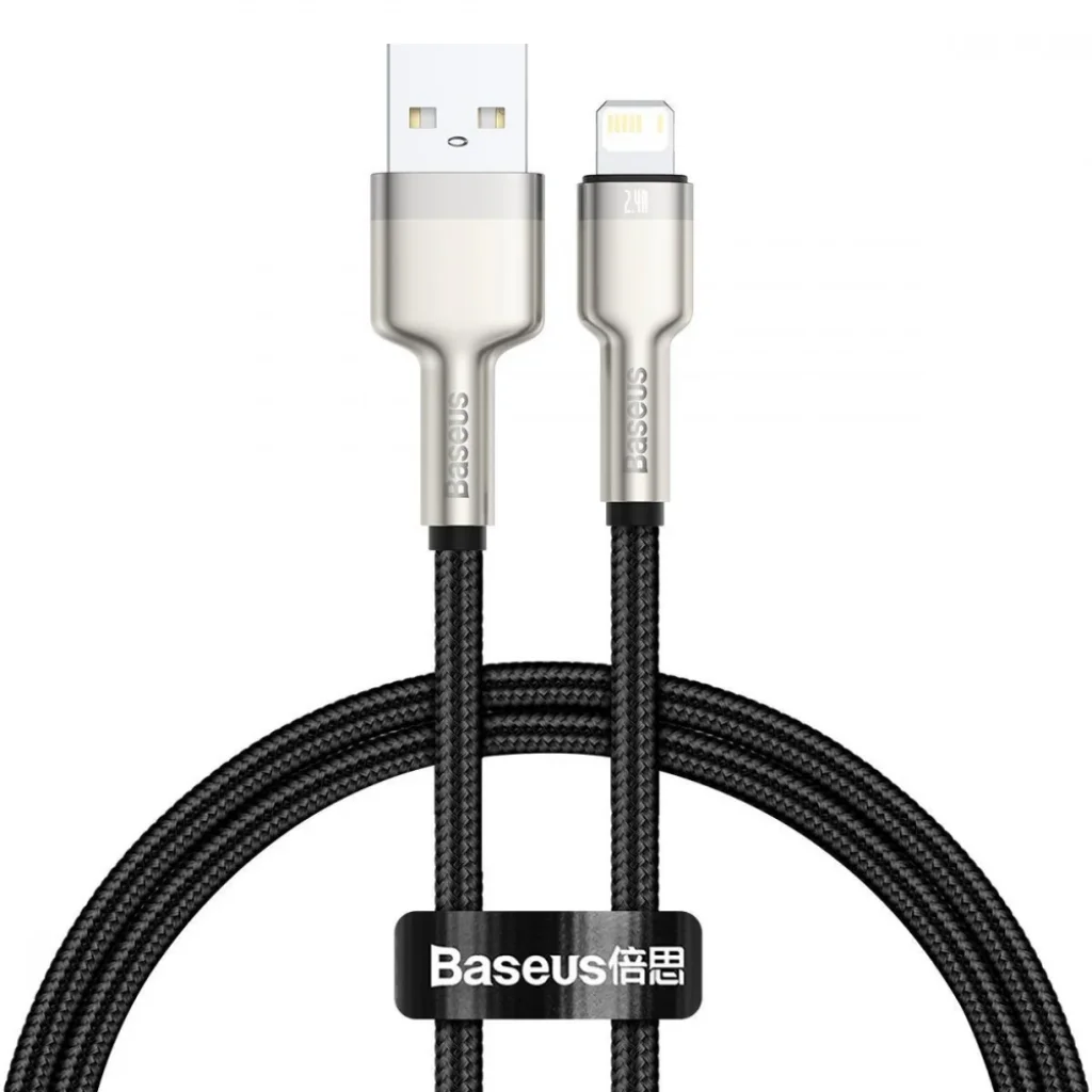 Кабель Baseus Cafule Metal Lightning 2.4A (2m) Black, CALJK-B01