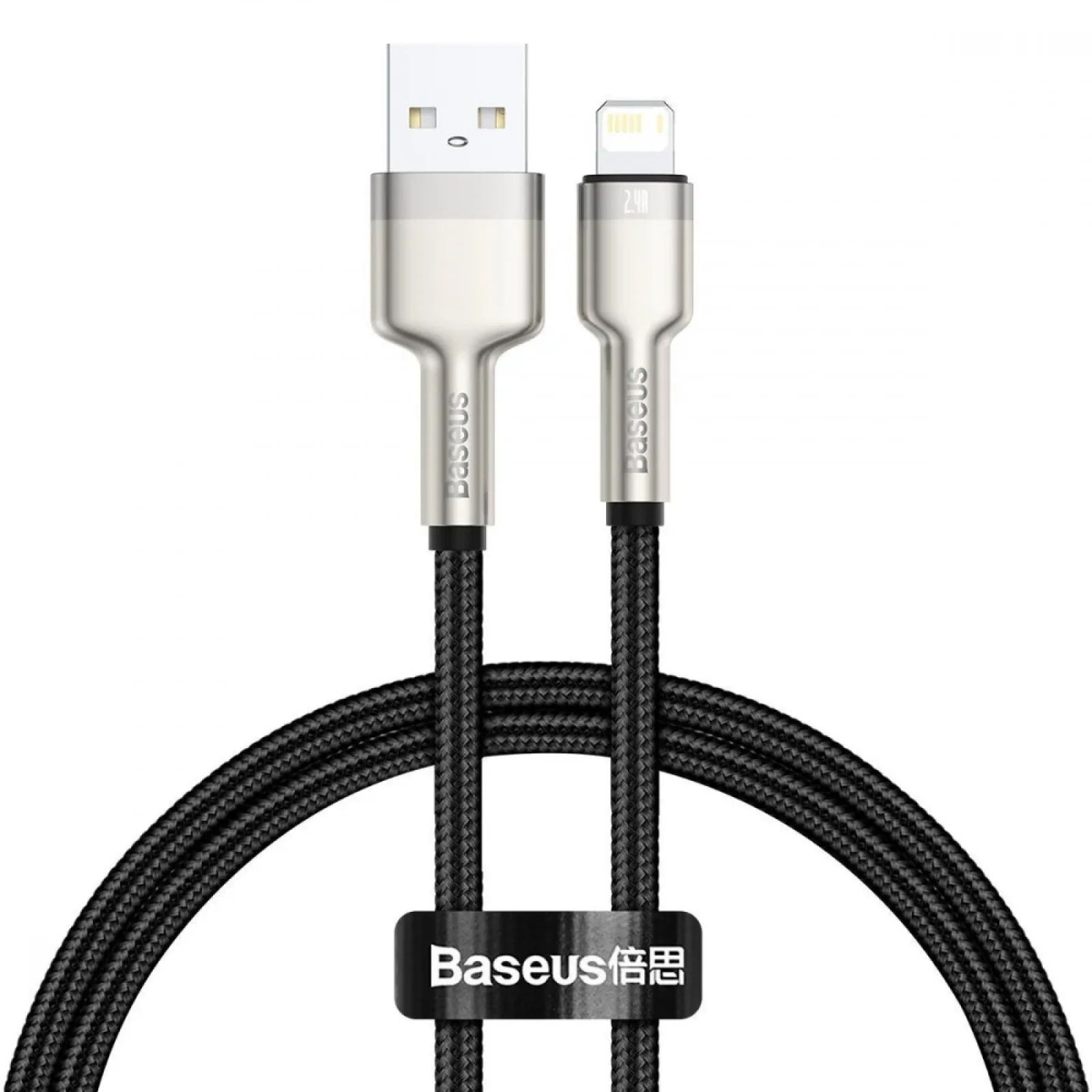 Кабель Baseus Cafule Metal Lightning 2.4A (2m) Black, CALJK-B01