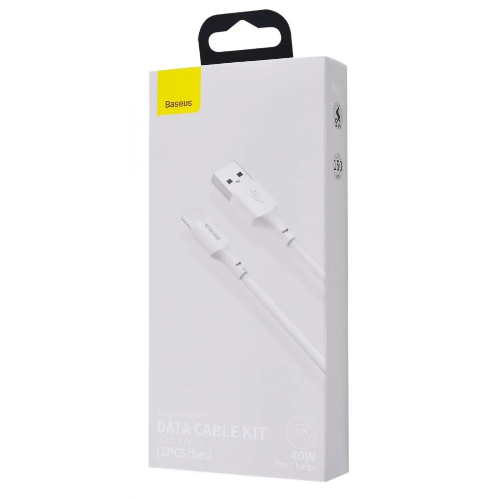 Кабель Baseus Simple Wisdom Type-C 5A (1.5m) (2pcs/set) White, TZCATZJ-02