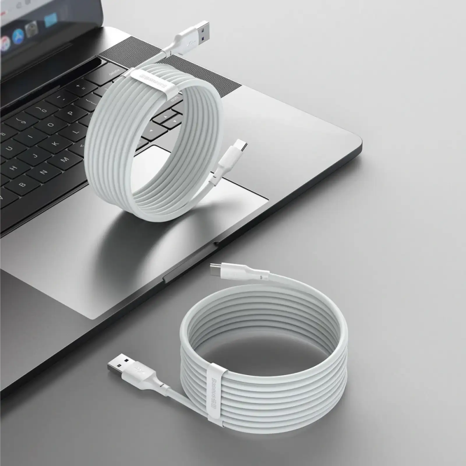 Кабель Baseus Simple Wisdom Type-C 5A (1.5m) (2pcs/set) White, TZCATZJ-02