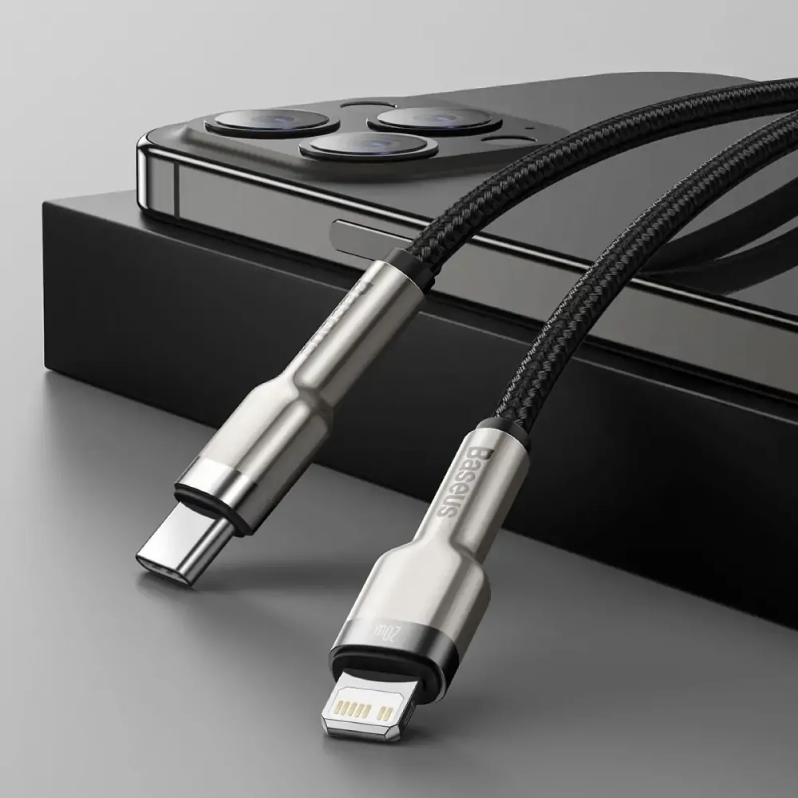 Кабель Baseus Cafule Metal Type-C to Lightning PD 20W (2m) Black, CATLJK-B01