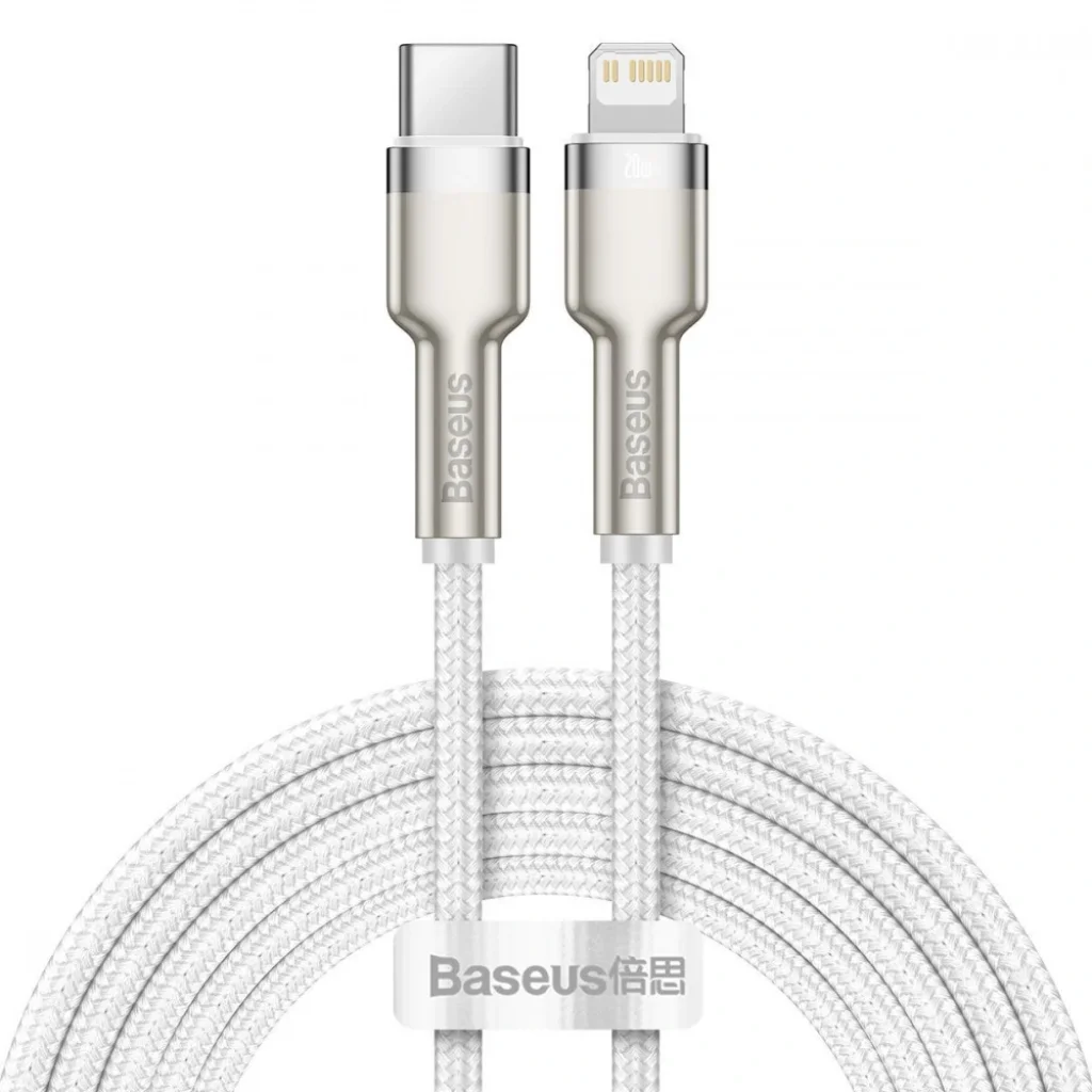 Кабель Baseus Cafule Metal Type-C to Lightning PD 20W (2m) White, CATLJK-B02