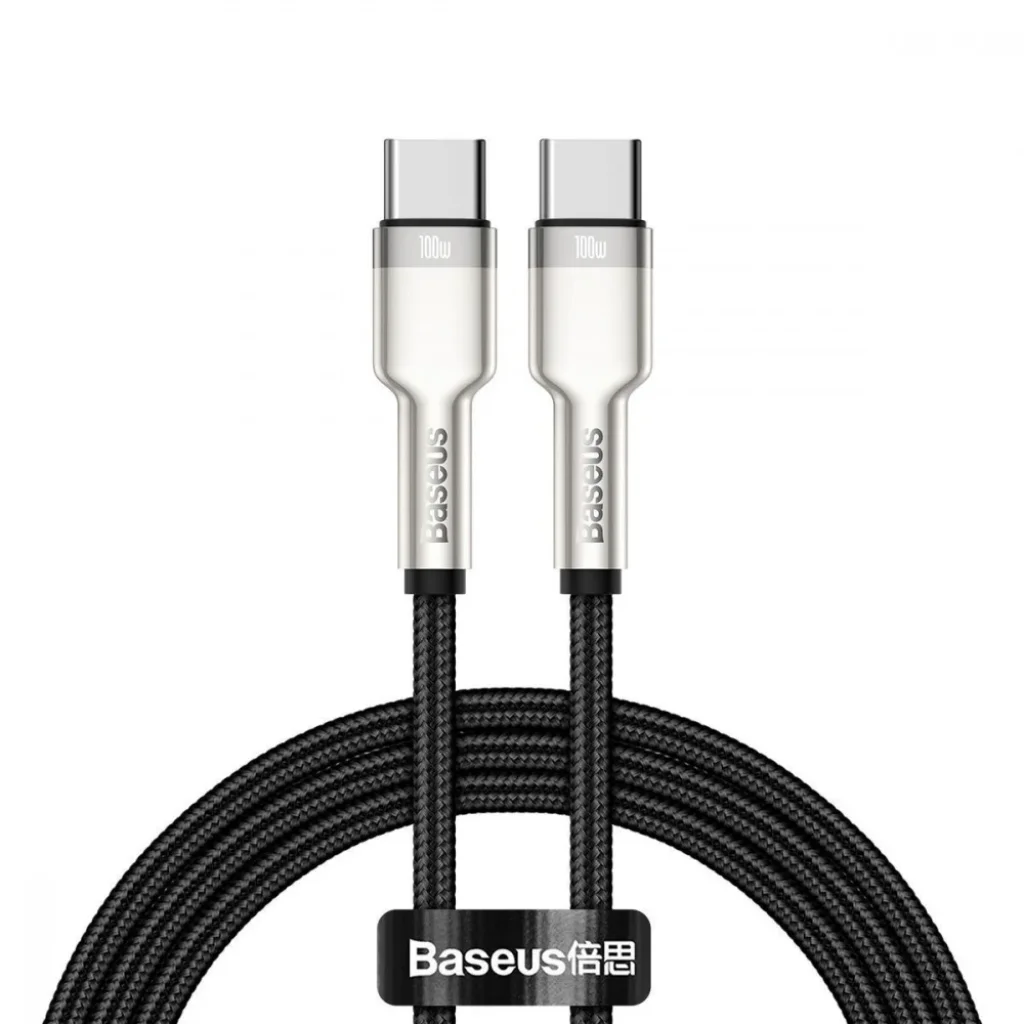 Кабель Baseus Cafule Metal Type-C to Type-C 100W (1m) Black, CATJK-C01