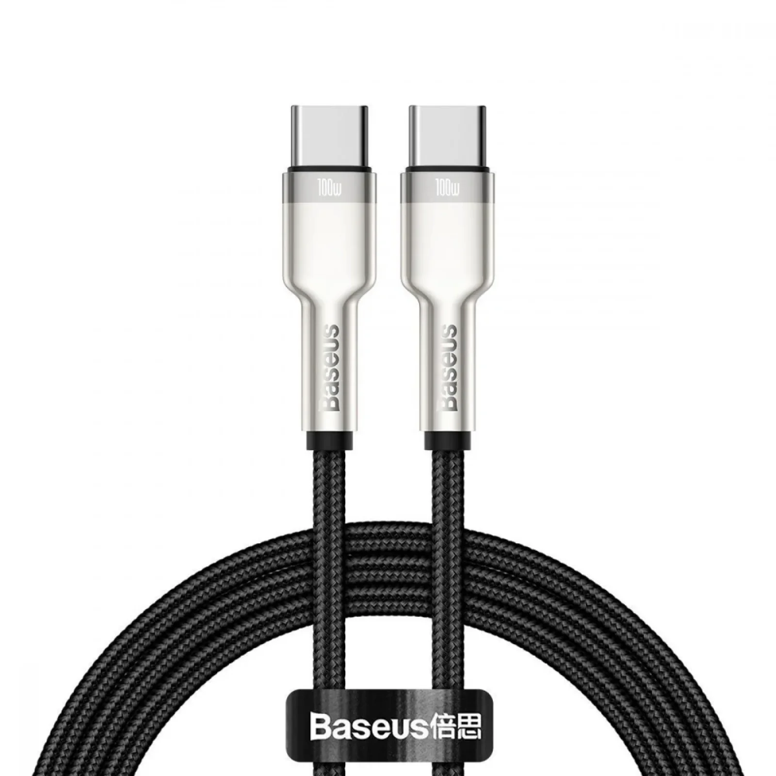 Кабель Baseus Cafule Metal Type-C to Type-C 100W (1m) Black, CATJK-C01