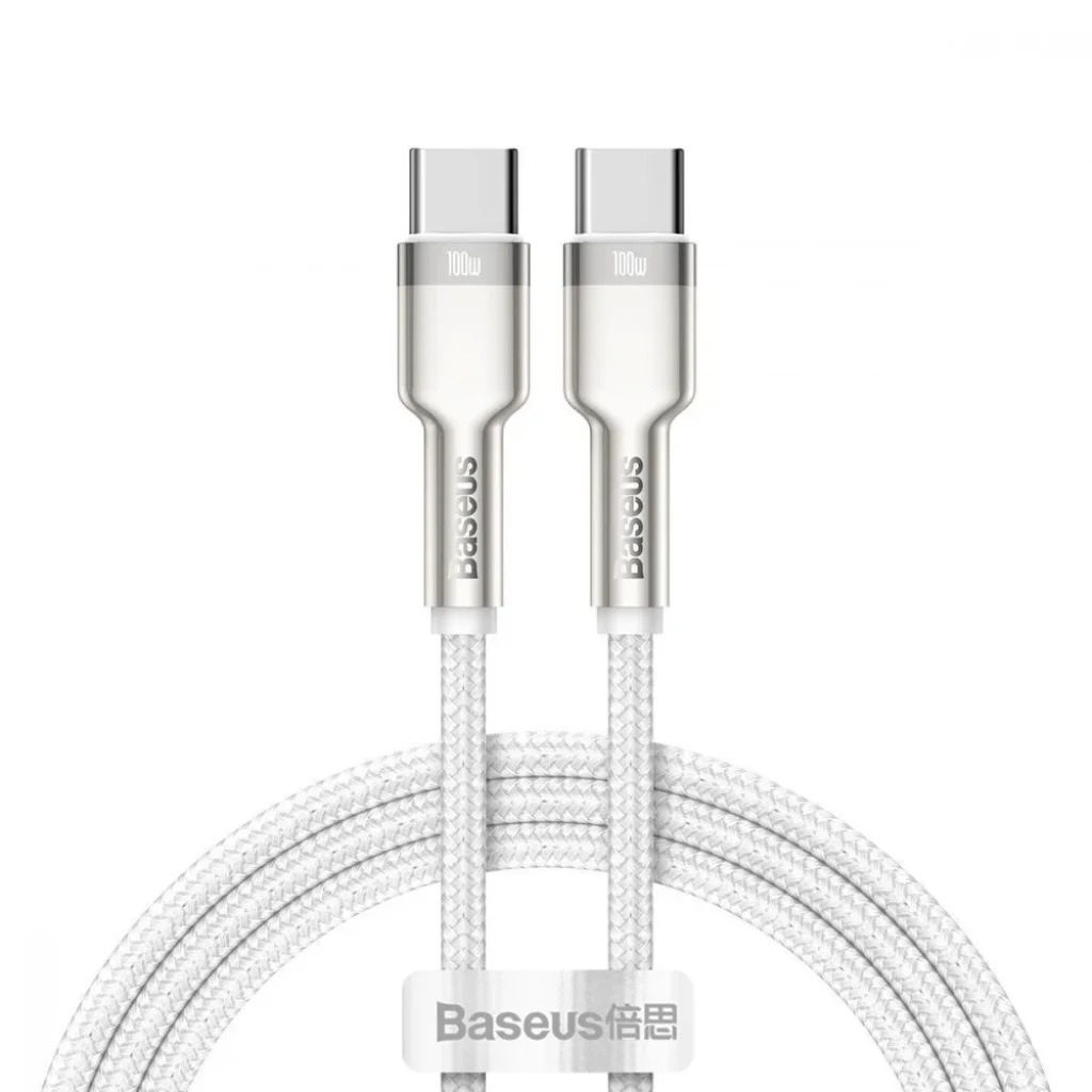 Кабель Baseus Cafule Metal Type-C to Type-C 100W (1m) White, CATJK-C02