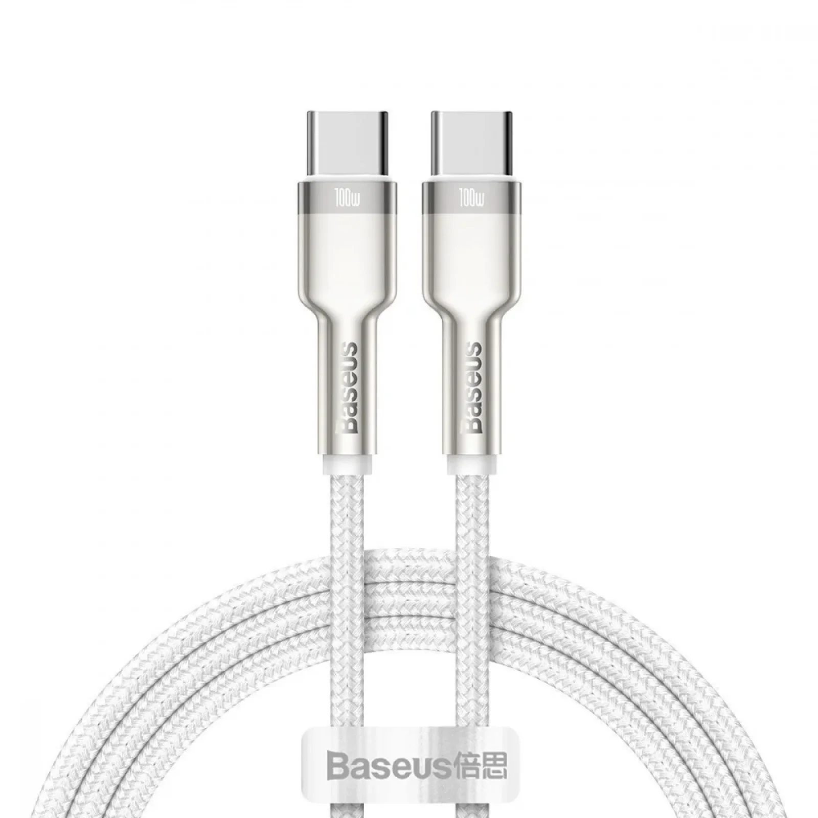 Кабель Baseus Cafule Metal Type-C to Type-C 100W (1m) White, CATJK-C02
