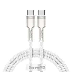 Кабель Baseus Cafule Metal Type-C to Type-C 100W (1m) White, CATJK-C02