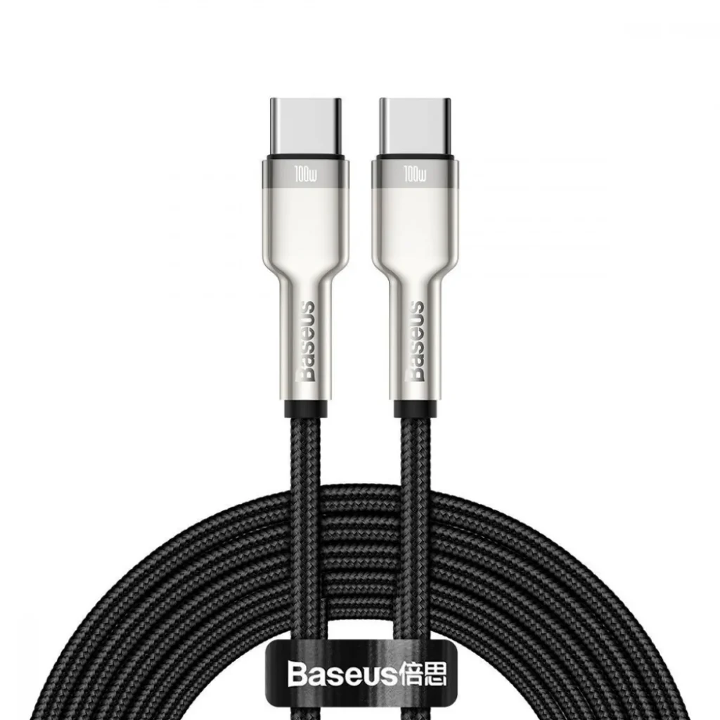 Кабель Baseus Cafule Metal Type-C to Type-C 100W (2m) Black, CATJK-D01