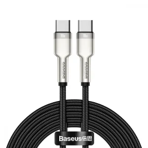 Кабель Baseus Cafule Metal Type-C to Type-C 100W (2m) Black, CATJK-D01