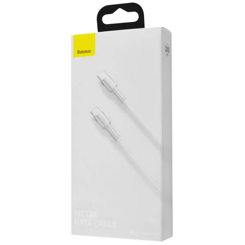 Кабель Baseus Cafule Metal Type-C to Type-C 100W (2m) White, CATJK-D02