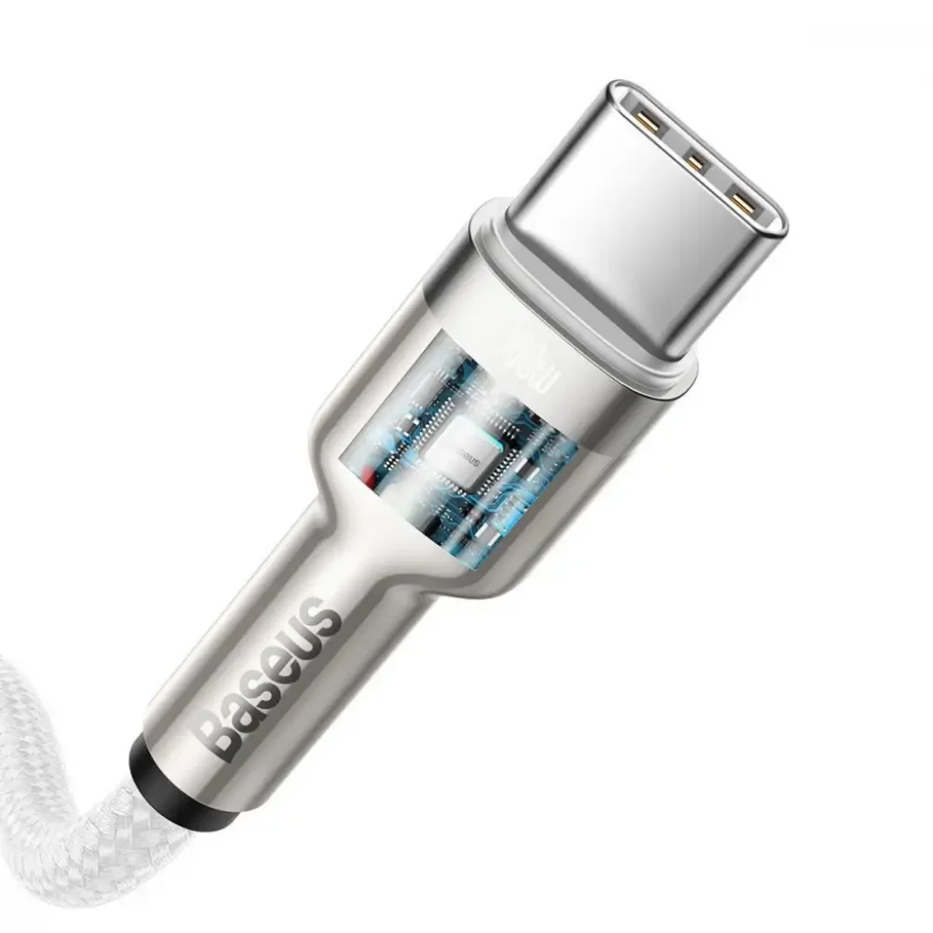 Кабель Baseus Cafule Metal Type-C to Type-C 100W (2m) White, CATJK-D02