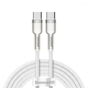 Кабель Baseus Cafule Metal Type-C to Type-C 100W (2m) White, CATJK-D02