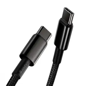 Кабель Baseus Tungsten Gold Type-C to Type-C 100W (1m) Black, CATWJ-01