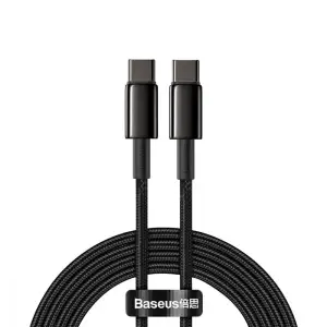Кабель Baseus Tungsten Gold Type-C to Type-C 100W (2m) Black, CATWJ-A01