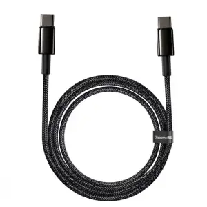 Кабель Baseus Tungsten Gold Type-C to Type-C 100W (2m) Black, CATWJ-A01