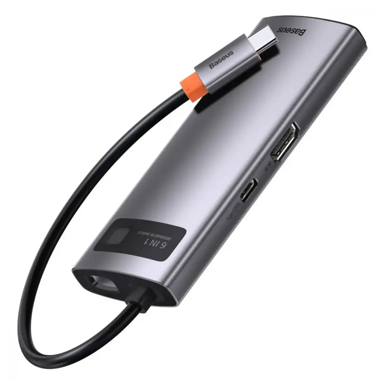USB-Хаб Baseus Metal Gleam Series 6-in-1 Type-C Gray, CAHUB-CW0G