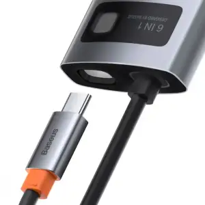 USB-Хаб Baseus Metal Gleam Series 6-in-1 Type-C Gray, CAHUB-CW0G
