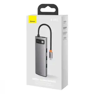 USB-Хаб Baseus Metal Gleam Series 8-in-1 Type-C Gray, CAHUB-CV0G