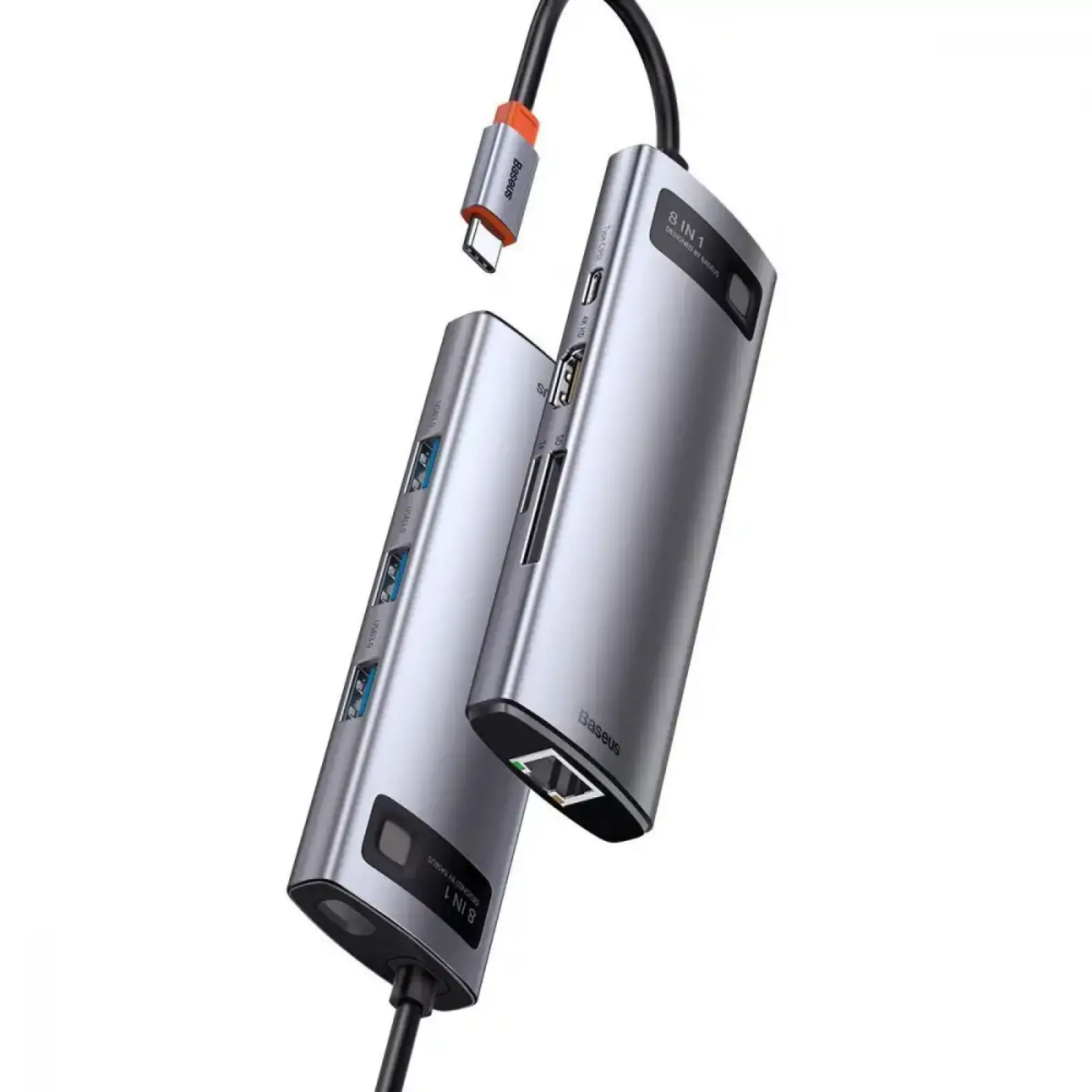 USB-Хаб Baseus Metal Gleam Series 8-in-1 Type-C Gray, CAHUB-CV0G