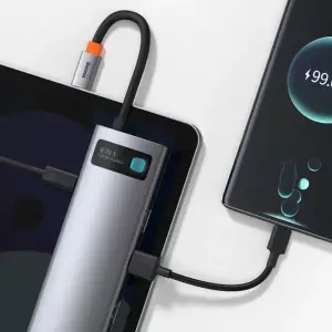 USB-Хаб Baseus Metal Gleam Series 8-in-1 Type-C Gray, CAHUB-CV0G