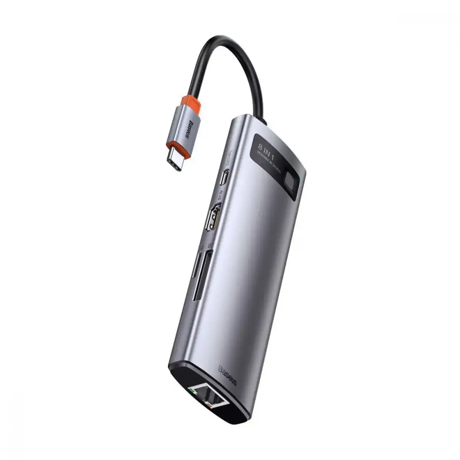 USB-Хаб Baseus Metal Gleam Series 8-in-1 Type-C Gray, CAHUB-CV0G