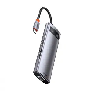 USB-Хаб Baseus Metal Gleam Series 8-in-1 Type-C Gray, CAHUB-CV0G