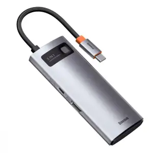 USB-Хаб Baseus Metal Gleam Series 5-in-1 Type-C Gray, CAHUB-CX0G