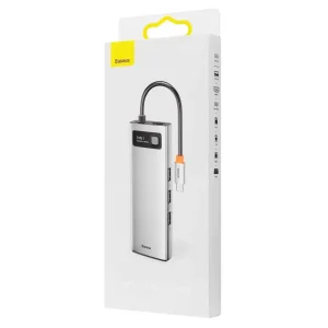 USB-Хаб Baseus Metal Gleam Series 9-in-1 (3xUSB3.0 + 4KHD+ TF + SD + Type-C PD + VGA + RJ45) Gray, CAHUB-CU0G