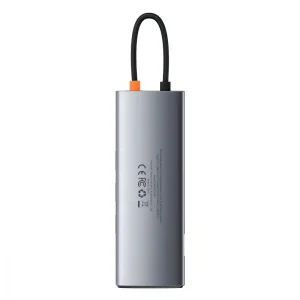 USB-Хаб Baseus Metal Gleam Series 9-in-1 (3xUSB3.0 + 4KHD+ TF + SD + Type-C PD + VGA + RJ45) Gray, CAHUB-CU0G