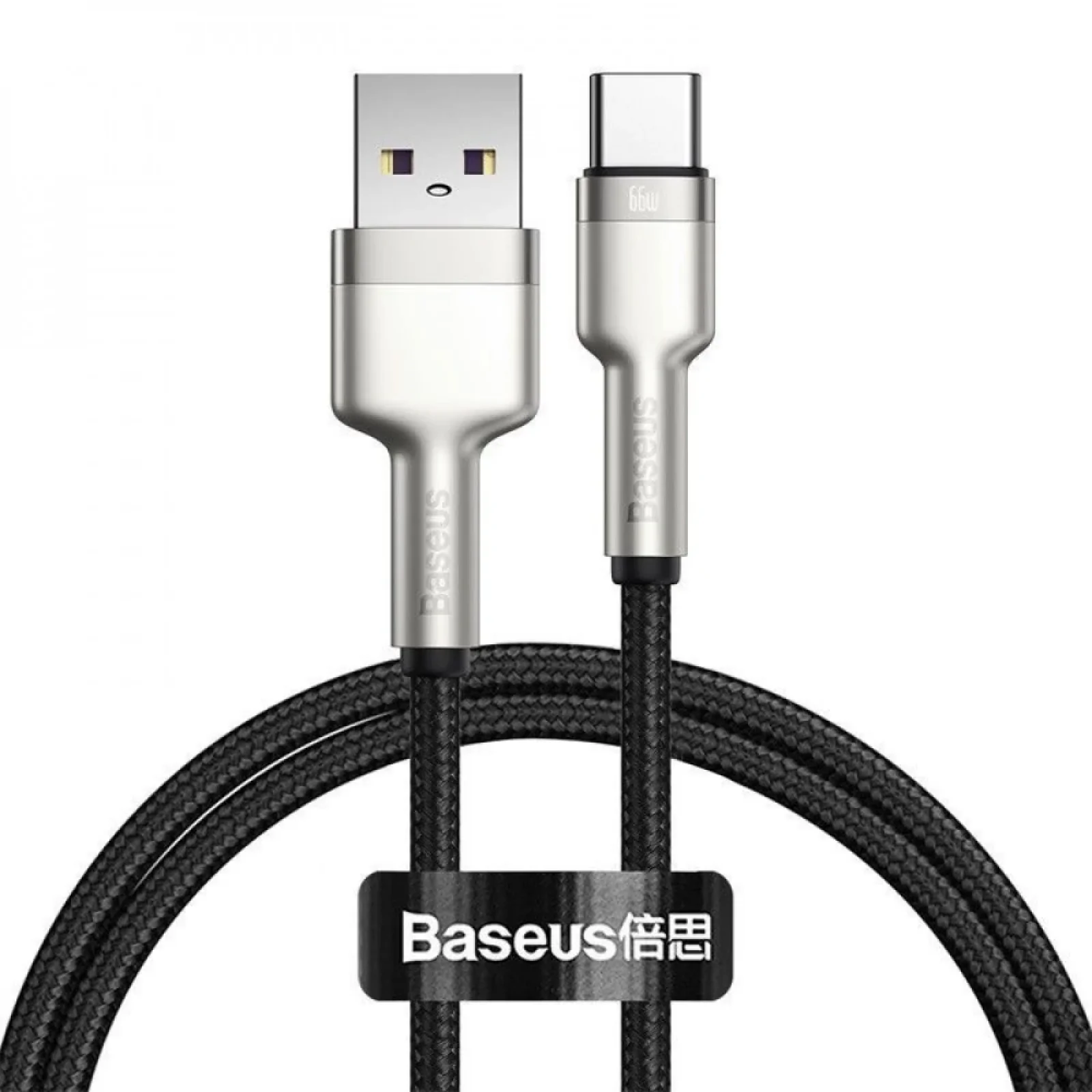 Кабель Baseus Cafule Metal Data Type-C 66W (0.25m) Black, CAKF000001