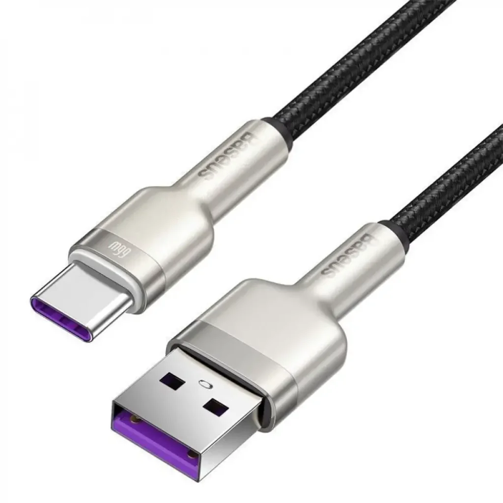 Кабель Baseus Cafule Metal Data Type-C 66W (0.25m) Black, CAKF000001