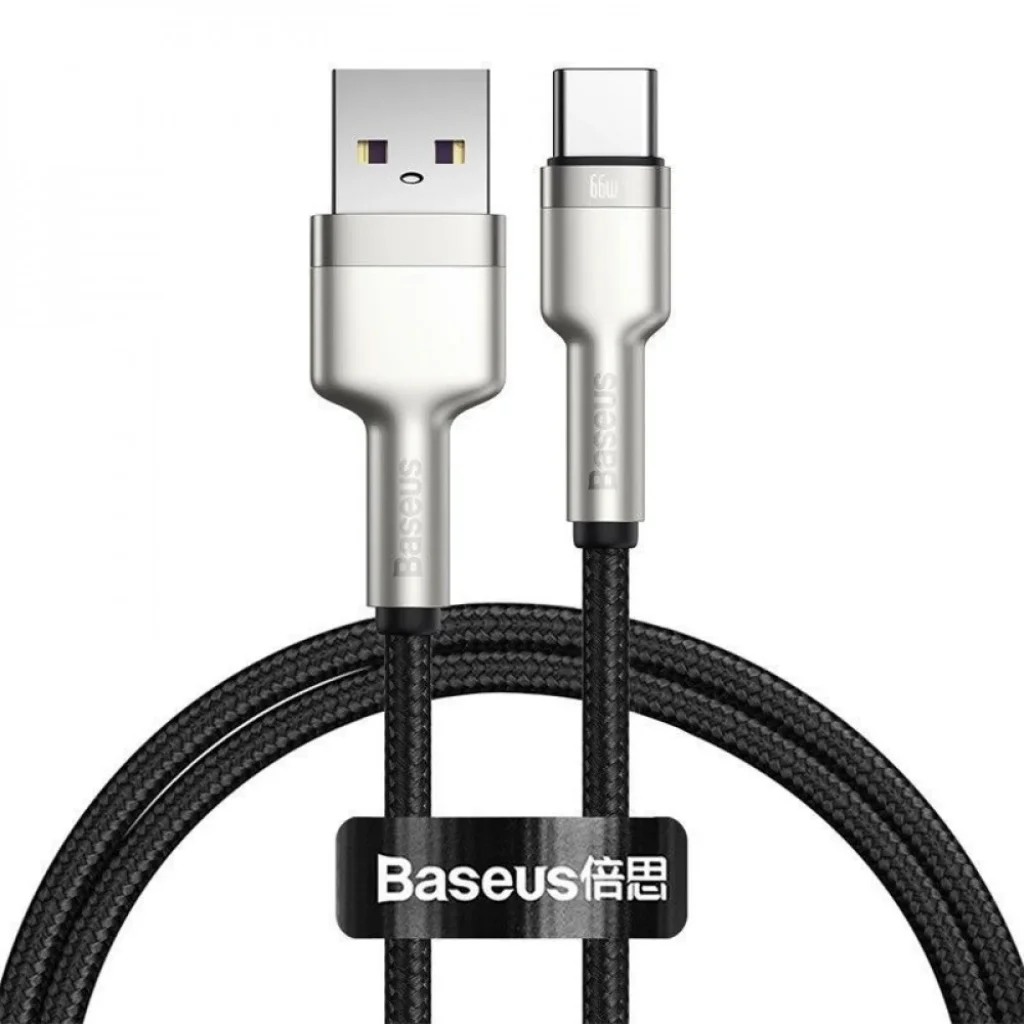 Кабель Baseus Cafule Metal Data Type-C 66W (1m) Black, CAKF000101