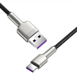 Кабель Baseus Cafule Metal Data Type-C 66W (1m) Black, CAKF000101
