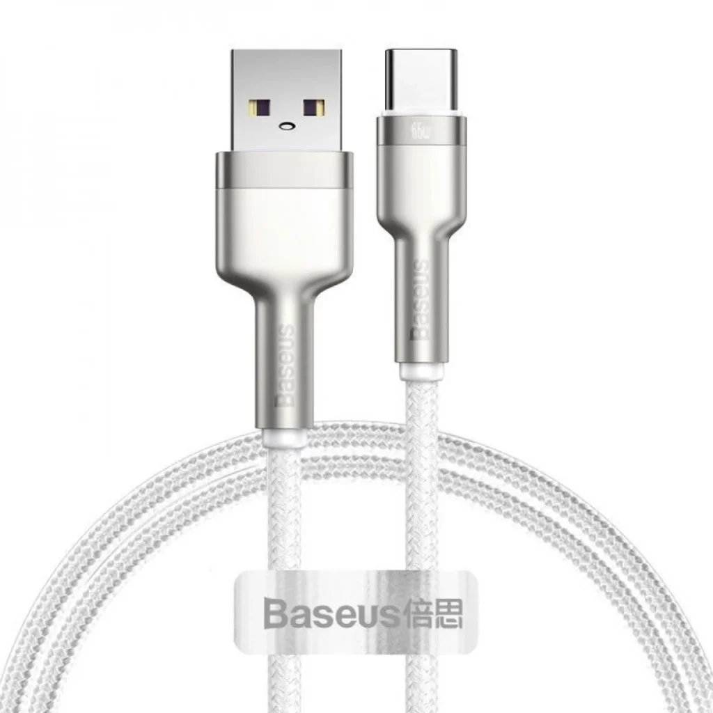 Кабель Baseus Cafule Metal Data Type-C 66W (1m) White, CAKF000102