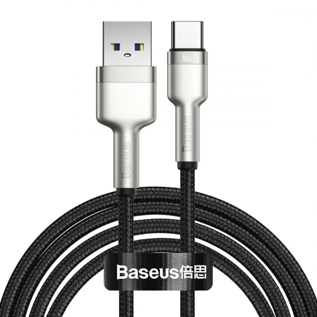 Кабель Baseus Cafule Metal Data Type-C 66W (2m) Black, CAKF000201