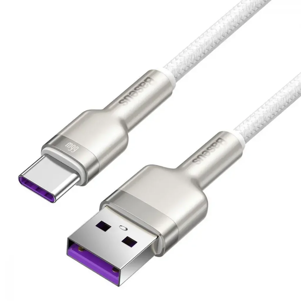 Кабель Baseus Cafule Metal Data Type-C 66W (2m) White, CAKF000202