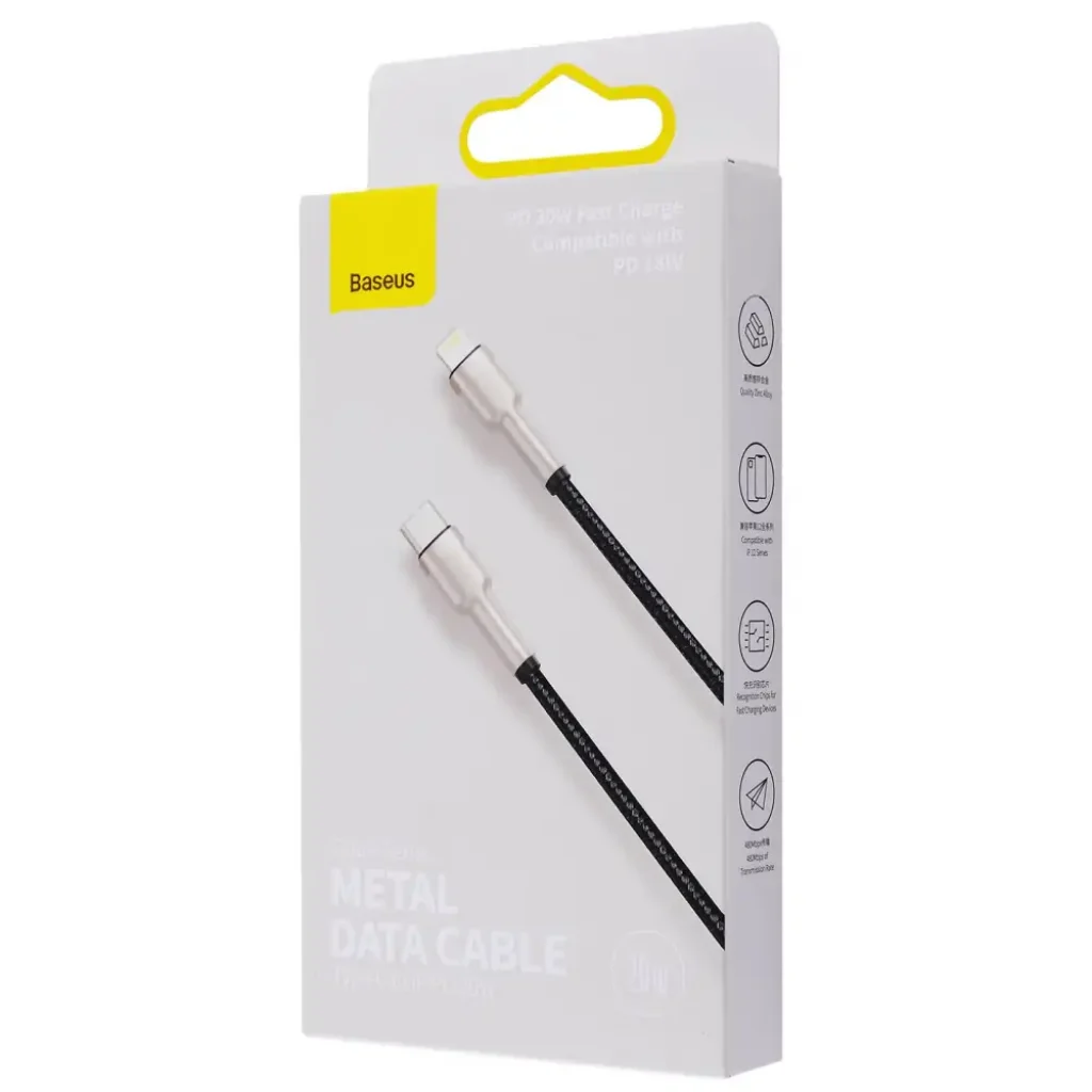 Кабель Baseus Cafule Metal Type-C to Lightning PD 20W (0.25m) Black, CATLJK-01