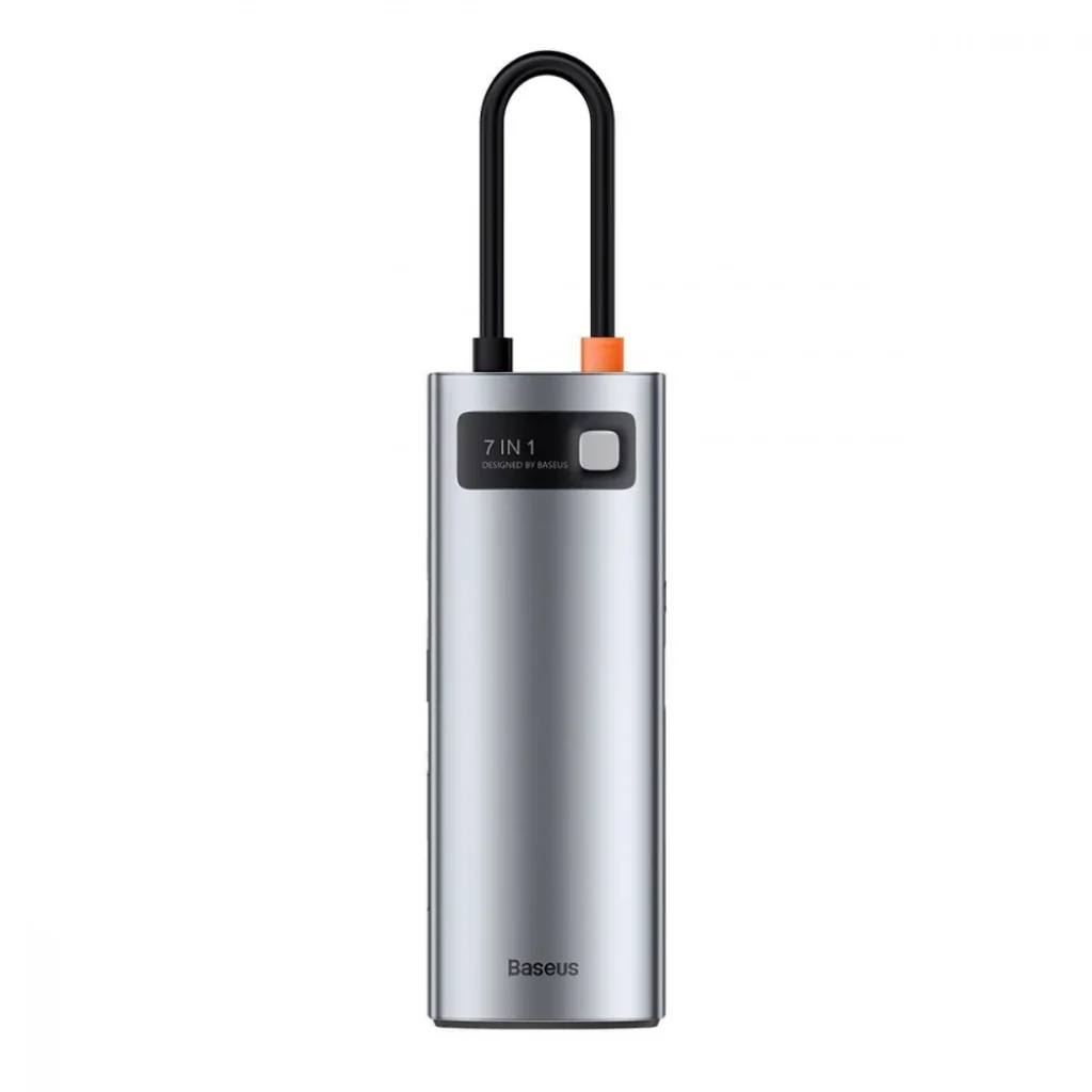 USB-Хаб Baseus Metal Gleam Series 7-in-1 (2xUSB3.0 + 4KHD + Type-C + Type-C PD+ TF + SD) Gray, WKWG020113
