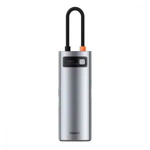 USB-Хаб Baseus Metal Gleam Series 7-in-1 (2xUSB3.0+4KHD+Type-C+Type-C PD+TF+SD) Gray, WKWG020113